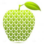 Green Apple with Recycle Symbols Pattern